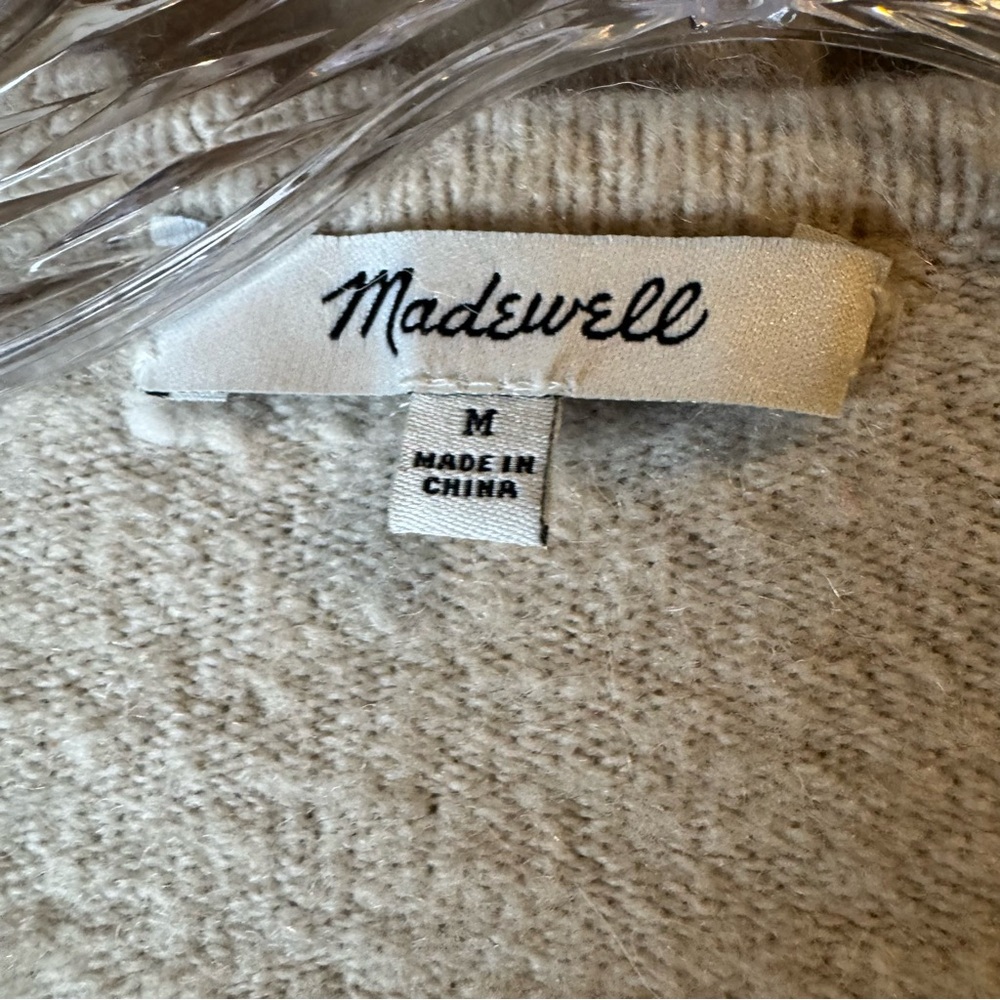 Madewell Women's Striped Cardigan - Cream, Brown, Gray Wool Alpaca blend - Picture 3 of 6